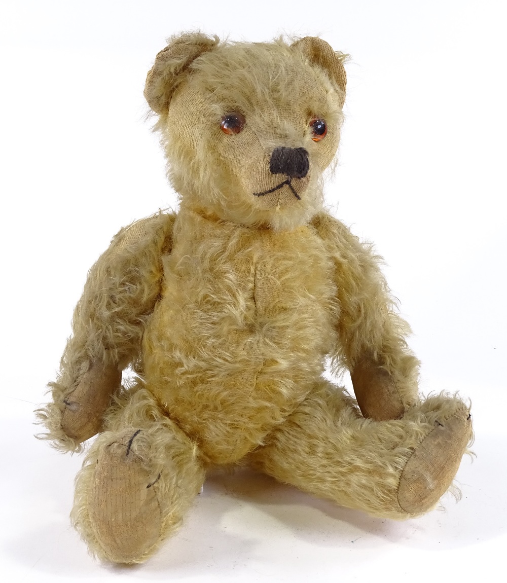 A Vintage plush teddy bear, height 43cm