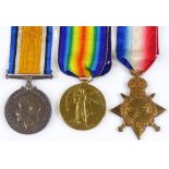 A trio of First War medals to 4464 Pte F G Hunt, The Queen's Regiment