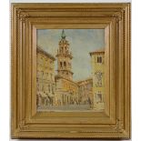 Hugh Boycott Brown, oil on board, Italian town scene Parma, 1982, 9" x 7.5", framed