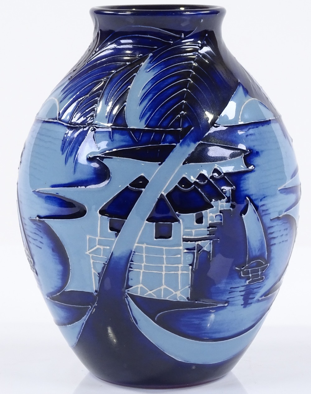 A Moorcroft Oriental Lakeside pattern vase, by Paul Hilditch 2010, height 13cm - Image 2 of 3