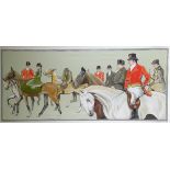 Clive Fredriksson, oil on canvas, the hunt meet, 20" x 48", framed