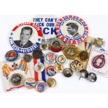 A collection of American Presidential lapel badges and others