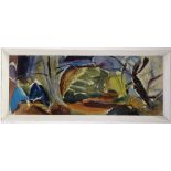 After Ivon Hitchens, colour print, abstract landscape, 14" x 36", framed