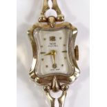 A lady's 9ct gold Rolex Tudor Royal Mechanical wrist watch, with cushion case on 9ct strap, case