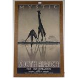 Gayle Ulmann, Vintage poster advertising South Africa, 36" x 22", framed