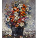 Emile Lammers, oil on canvas, impressionist still life, 22" x 19", framed