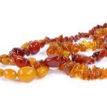 3 strings of amber beads, 158.8g total