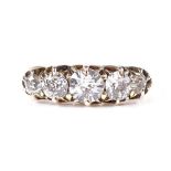 An 18ct gold 5-stone graduated diamond dress ring, total diamond content approx 1.2ct, setting
