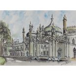 Philip Martin, watercolour / ink, Brighton Pavilion, 1972, 13" x 18", framed