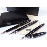 A Mont Blanc 3-piece fountain pen, ballpoint pen and propelling pencil set, new and unused