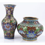 A Japanese miniature cloisonne enamel vase, height 9cm, and a miniature cloisonne enamel