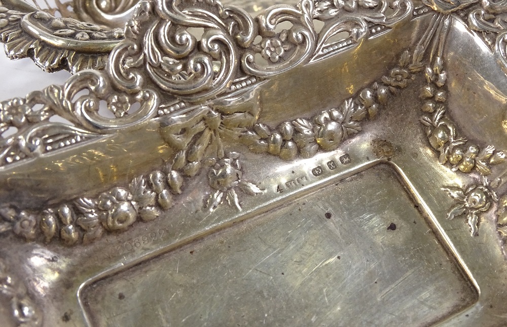 A Victorian silver pierced bon bon dish, hallmarks Birmingham 1897, together with another pierced - Image 3 of 3