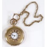 A gold plated half hunter side-wind pocket watch, by Cudos, 15 jewel movement with subsidiary