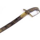 A George III Cavalry Officer's sword, Osborn warranted, etched and blued steel blade with G R &
