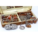 Group of silver and amber jewellery