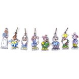 A set of Vintage brass and enamel Snow White and The Seven Dwarfs charms, charm height 21.3mm (2 A/