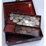 British and foreign coins in metal tin