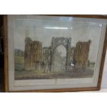 Framed engraving, Rievaulx Abbey, Yorkshire