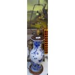 An Oriental blue and white vase converted to a table lamp, height 26.5" overall