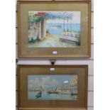 Minotto, Venice scene, and watercolour, coastal view