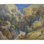 John Nevill,19th century watercolour, mountain landscape, 22" x 16"