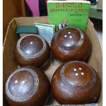 3 sets of hardwood lawn bowls
