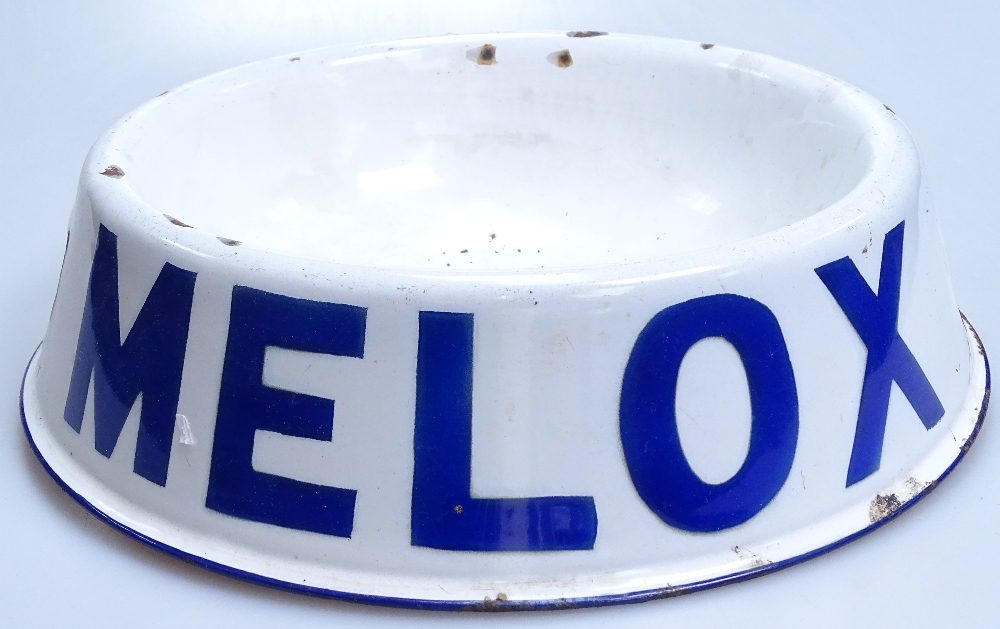 A Vintage melox advertising animal feed bowl, diameter 10"