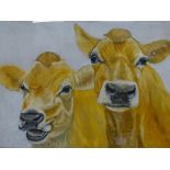 Clive Fredriksson, framed study of cows, 41" across