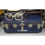A Vintage bound trunk for A. Wing, W91cm