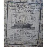 A printed paper serviette, Souvenir In Remembrance of the RMS Titanic 1912, framed