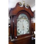 An 18th century 30-hour longcase clock, with a 12" arch-top painted dial, and 1 subsidiary dial,