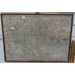 An Antique coloured map of London and Westminster, by William Darton, framed, and a coloured