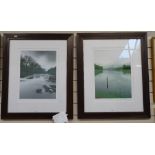 A pair of limited edition prints, river scene, framed