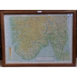 A WW2 silk escape map FGS.A/B South Norway, double-sided, framed and glazed glass to both sides