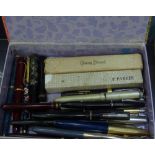 Vintage fountain pens, including Parker and Conway Stewart