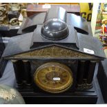 2 Victorian slate-cased architectural mantel clocks