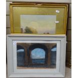 3 watercolours, and a pastels, harbour arches