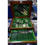 A part suite of Walker & Hall plated cutlery, originally for 12 people, with ivory handles,