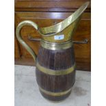 A large Victorian coopered oak jug, height 20"
