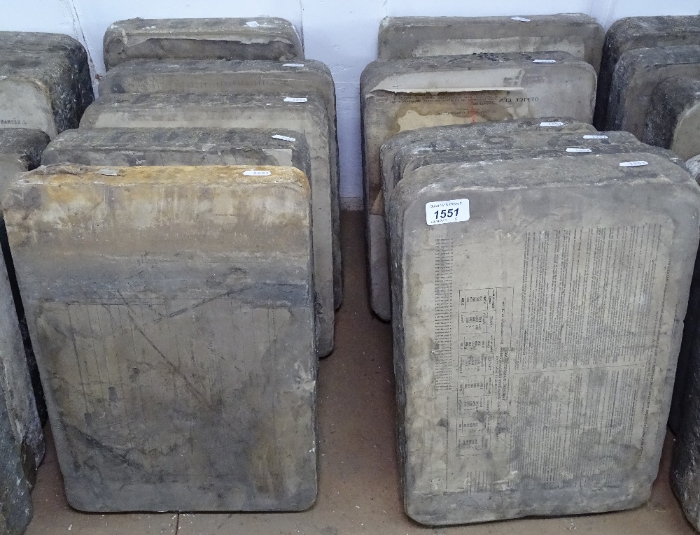 12 original Antique French stone printing blocks