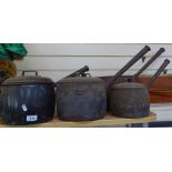 4 various cast-iron pans