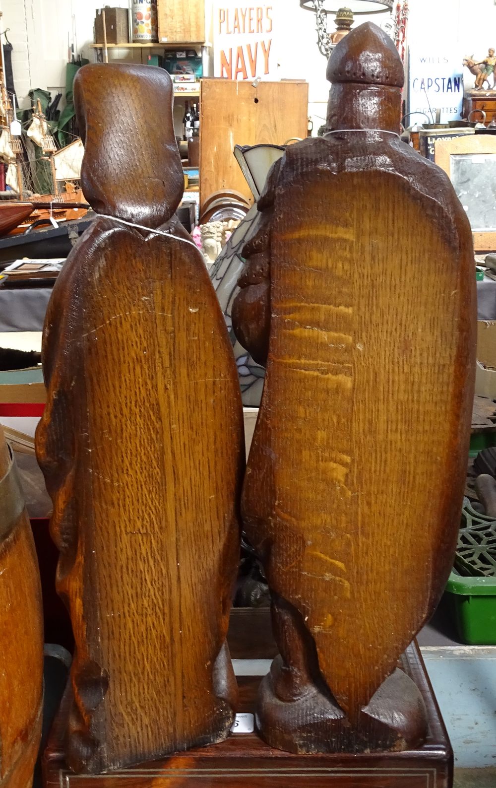 A pair of carved wood figures, 18" - Image 2 of 2