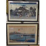 2 framed Japanese wood block prints