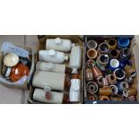 Foot warmers, small stoneware jars, lids etc