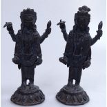 A pair of Indian bronze standing deities, height 5.5"