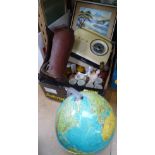 A globe, cruet, pictures etc