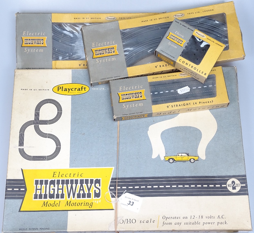 A Playcraft Toys Ltd Electric Highways model motoring set no. 2, and 3 boxed sets of spares