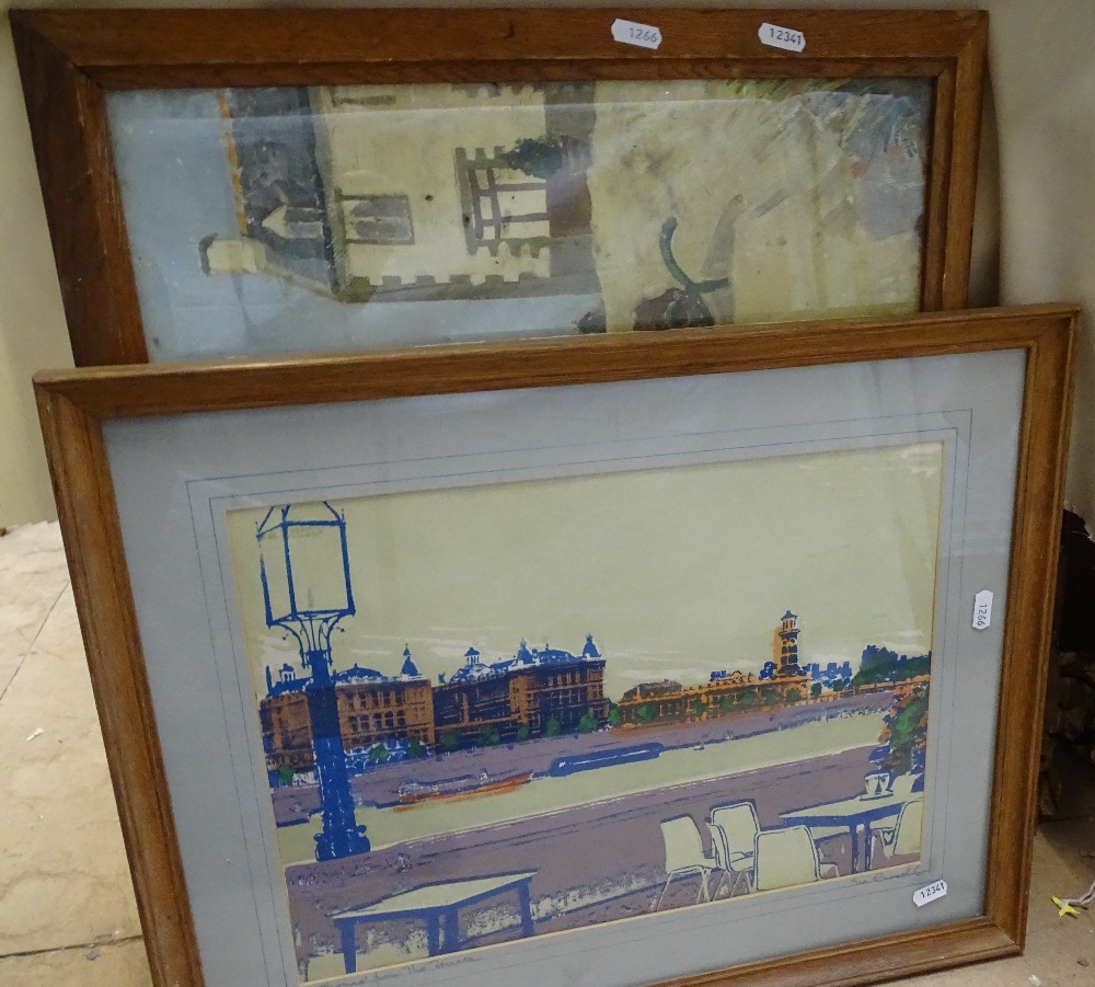 Ena Russell, Thames view, and Christopher Wood, print