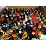 A box with a large quantity of miniature Martinis, liqueurs etc