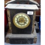 2 Victorian slate-cased architectural mantel clocks